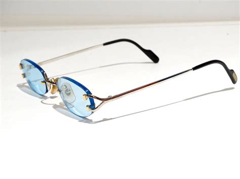 light blue cartier glasses|rimless cartier sunglasses.